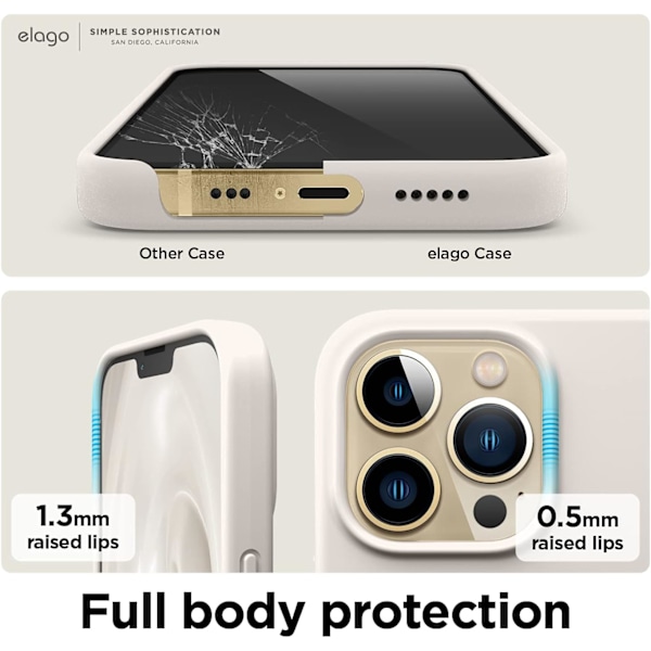 Flydende silikonecover kompatibelt med iPhone 13 Pro (6.1\"), Premium silikone, fuld kropsbeskyttelse (Stone)