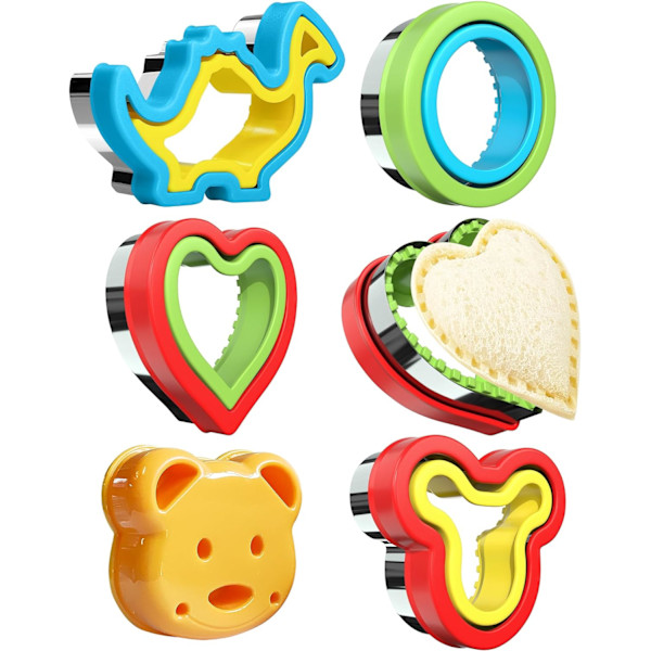 Sandwichkutter og forsegler for lunsj - 5 stk. Uncrustable Maker for matboks og Bento-boks - Kakeutstikkere for gutter og jenter