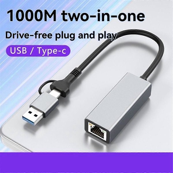 1000M Ethernet Gigabit -sovitin USB3.0 Type C - RJ45 Ajuriton 1000Mbps Peli Gigabit Ethernet H