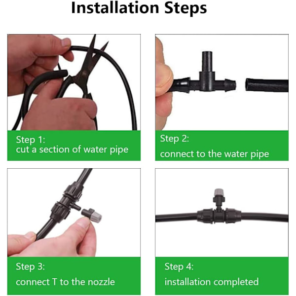 Dimmunstycke, 20 st T-kopplingar och 20 st Dimmunstycke Växthusbevattningsmunstycke Vattenkylningssystem Sprinklerkit