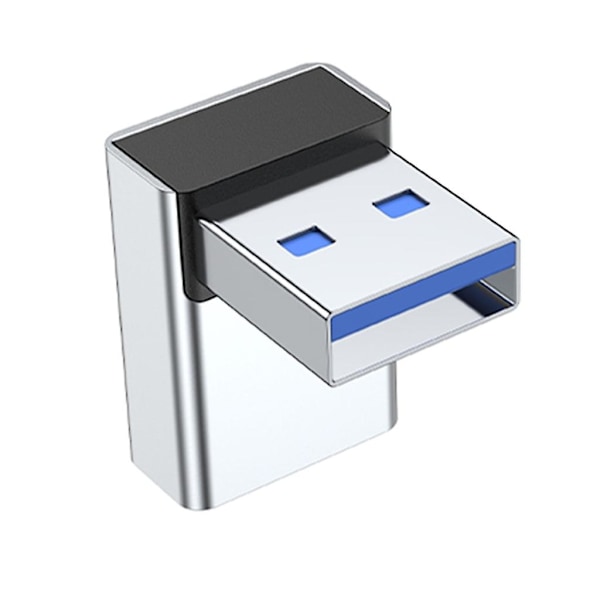 90 Graders USB till USB C Adapter USB3.0 Hane till Typ-C Hona Konverter Laddningsadapter Stödjer Dataöverföring & Laddning Silver up