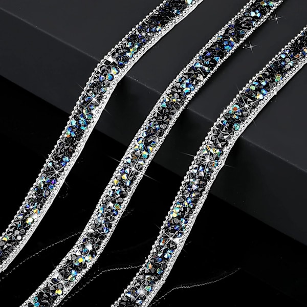 3 jaardia hartsi strassi nauhat itseliimautuva timantti joulu nauha kristalli nauharulla glitter hartsi timanttivyö strassi nauha Black AB Color