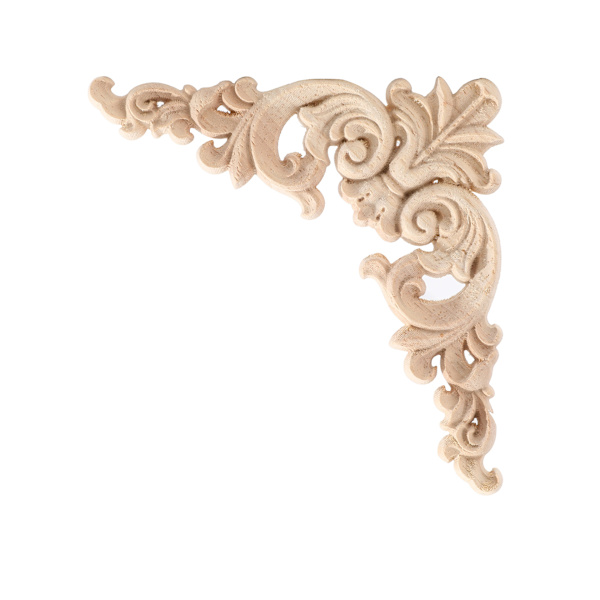 Träornament för möbler 4 stycken Träornament Ornament för möbler Träskärvning Applikationsornament Trä Möbelväggdekor