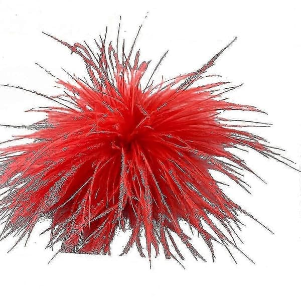 Dekorativ fjerbroche - premium strudsefjer materiale Red