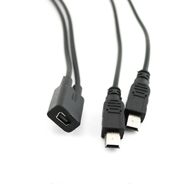 Mini USB 2.0 Hun Til Dobbelt 2 Han Splitter Y Forlænger Oplader Adapter Kabel FT