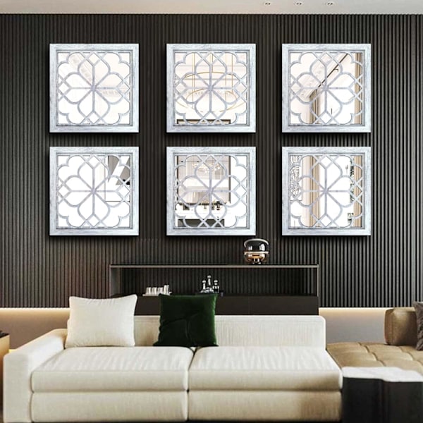 Firkantet Veggspeil, Nydelig Rustikk Gårdshus Aksentspeil, for Baderomsrenovering, Soverom, Stuer og Mer