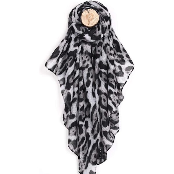 Stor Leopardmönstrad Damscarf i Mjukt Tyg, Rektangulär, Vardaglig, 90x180cm
