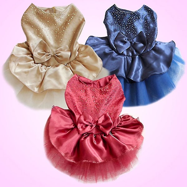 Lemmikin Rusetti Tylli Tutu Mekko - Paljetti Prinsessa Vaatteet Koirille Ja Kissoille Dark Red XL