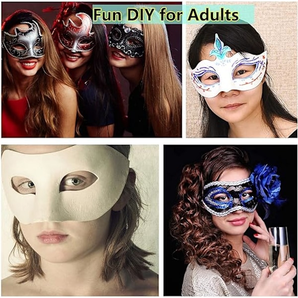 14 stk. DIY Hvid Papir Halv Maske Maskerade Maske Håndværk Mardi Gras Maske Almindelig Maske Malbar Blank Halloween Fest Maske