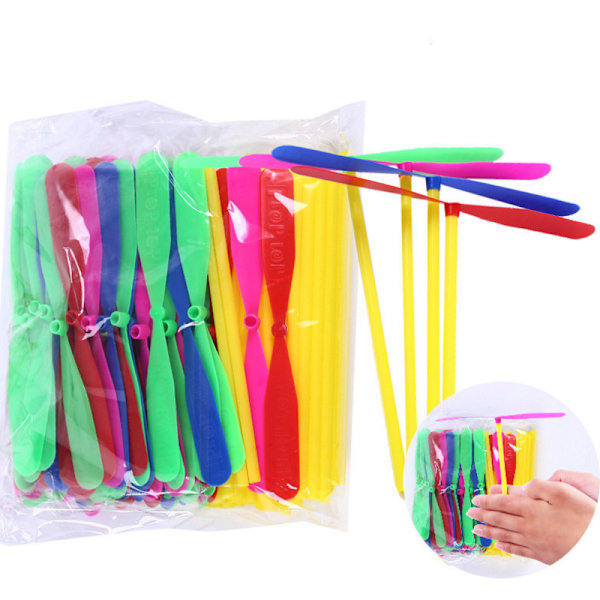 30 st Bambu Trollslända Lätt Handgnuggning Plastpropeller Flygande Hand Helikopter För Utomhus Inomhus