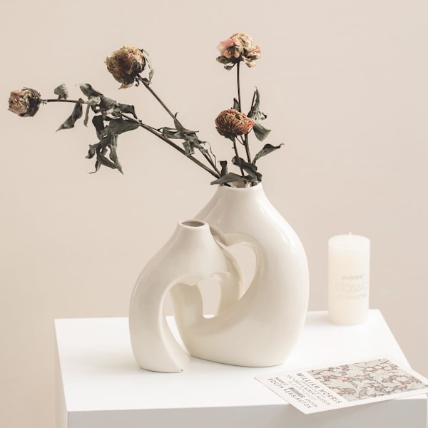 Keramisk Blomvas, Speciell Design Estetiska Hjärtformade Vaser Krämvit Färg
