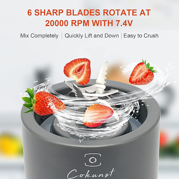 Bärbar USB-mixer, uppladdningsbar, 6 blad, 530 ml Rose red