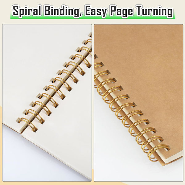 Blank Spiral Notesbog A5, 4-pak Spiralindbundet Notesblok A5, 100 Sider/50 Blanke Ark Power Protection Indbundne Notesbøger