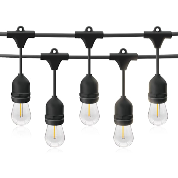 5M Utomhus Ljusslinga E26 10 Socklar 5 Meter, 10 S14 LED-lampor 2W (= 15W), Svart Förlängningsbar Kabel Upp Till 500M IP54 Utomhus Trädgård Bröllop