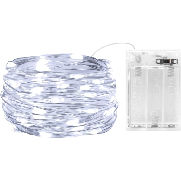 LED-ljusslinga, 3M 30 LED batteridriven LED-slinga vattentät för utomhus trädgård inomhus bröllopsfest jul (Kallvitt)