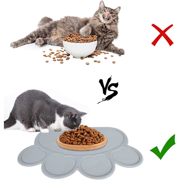 Silikone Spisemåtter til Hunde og Katte 40 * 30cm, Silikone Hunde- og Kattefodermåtte, Kæledyrsfodermåtte, Skridsikker Vandtæt (Grå)