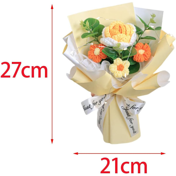 Virkad Blombukett Ros Handvävd Bukett Bordscentrum Mångsidig Prydnad Stickade Blommor Konstgjorda Blommor Bukett Style 3