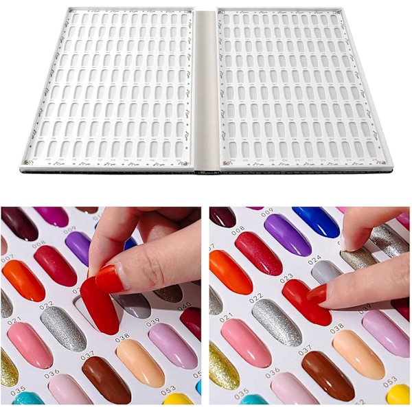 216 Färger Nageltips Displaybok DIY Nagelkonst Provställ Gel Färgkort Diagram Målningsdisplaybräda Silver silver