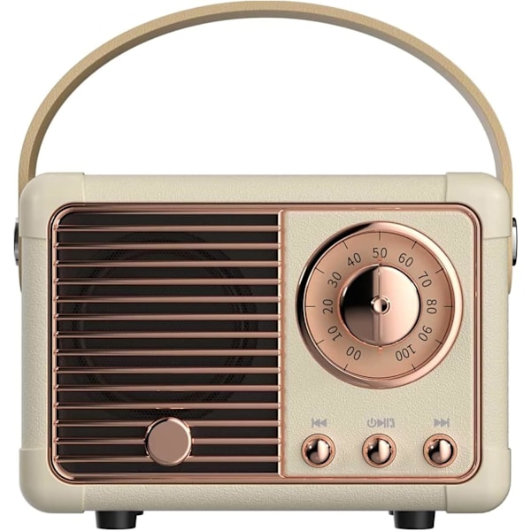 Vintage Retro Bluetooth-högtalare Trådlös Minihögtalare, Blå Högtalare med Kristallklart Stereoljud Rik Bas, Retro Bärbar Högtalare white