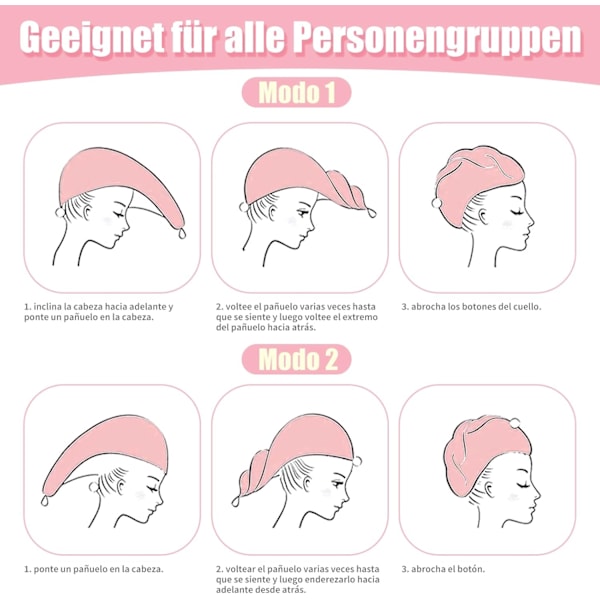 Mikrofiber Hårhåndklæde, Hårhåndklæde, Hårhætter med Knapper, Anti-frizz Mikrofiber Hårhåndklæde, Mikrofiber Hår Turban pink