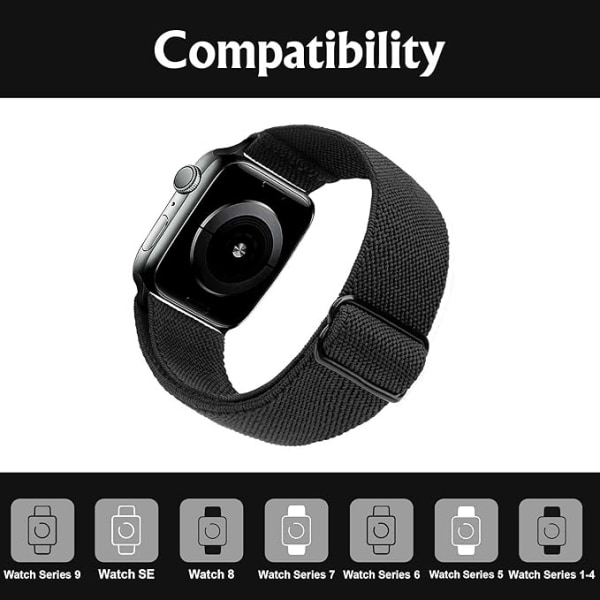 Ersättningsband kompatibelt med Apple Watch -band 41 mm 40 mm 38 mm dam/herr, dubbel magnetisk justerbar Black