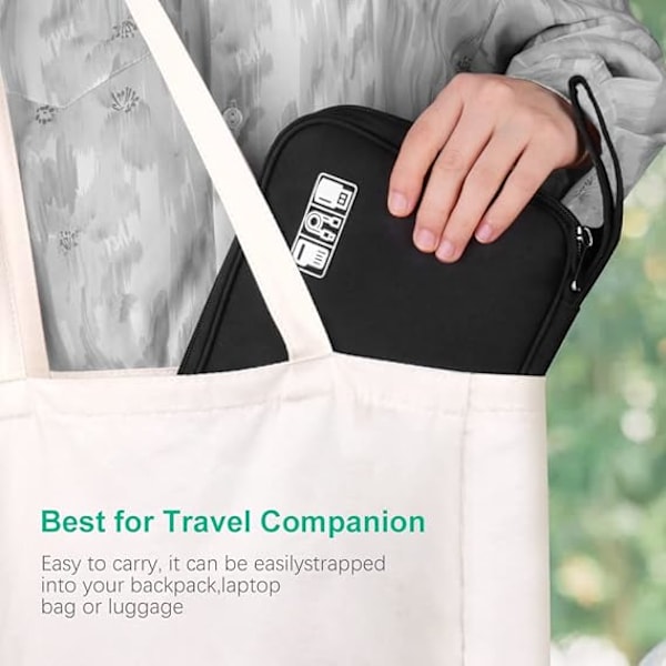Elektronisk tilbehør Organizer Bag, Reisekabel Organizer Bag, Universal Bære Reise Gadget Bag for USB-kabel, Lader Harddisk black