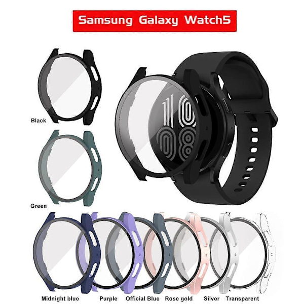 Smarta Tillbehör 2-i-1 Glasskydd för Samsung Galaxy Watch5 Hårdt Urverksskydd Hård Skal Bumper 02 44mm