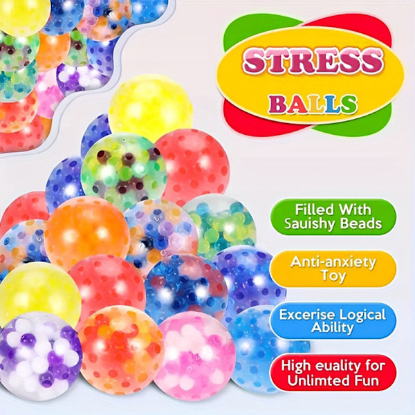 24 stk. Stressbolde, Squishy Squeeze Bolde Bulk Fidget til Voksne, Squishy Bolde Relax Bolde, Stressbolde til Voksne Stil Tilfældig