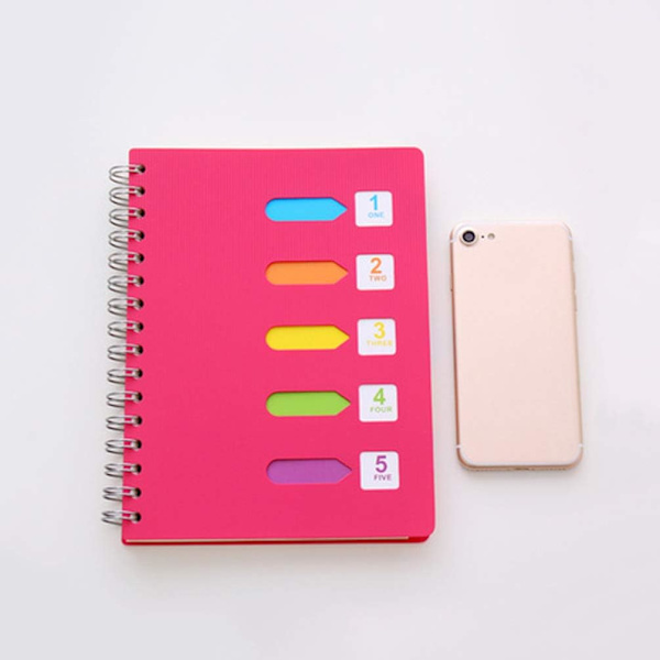 A5 Spiral Notebook 2 tum Dagbok Anteckningsblock Separator Linjerad Spiral Notebook för Kontor Skola Pink