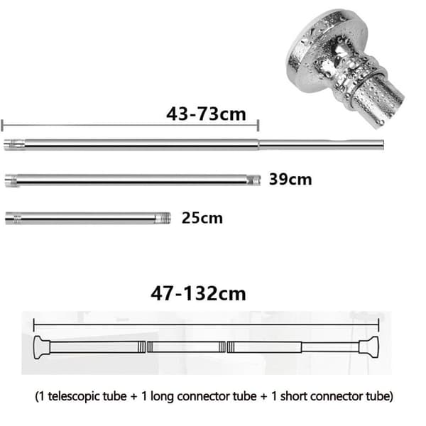 Udtrækkelig skabsstang, Teleskopgardinstang - rustfrit stål 47-132CM