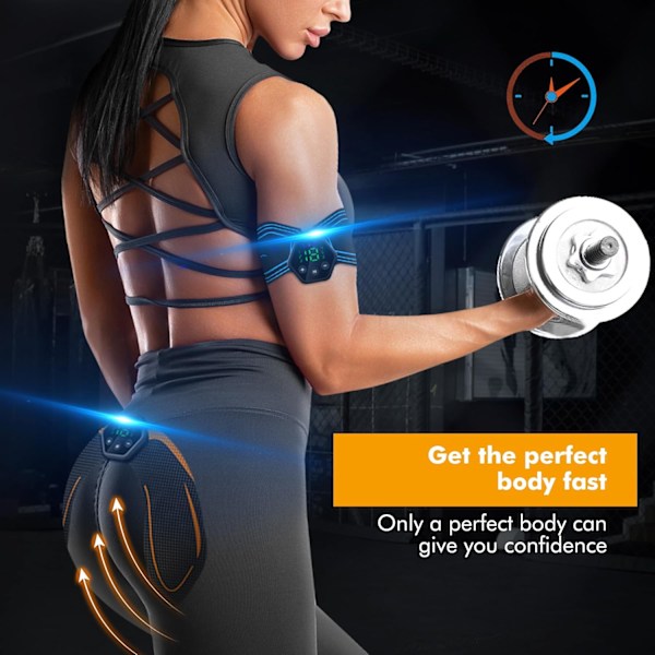 EMS Muskelstimulator, ABS Trener Muskelstimulator, 6 Moduser & 19 Intensiteter, USB Oppladbar