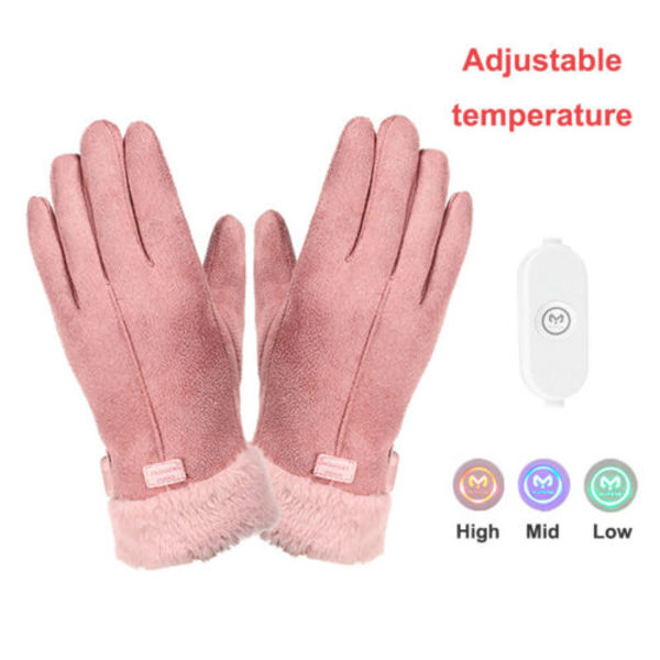 Elektriska uppvärmda handskar USB Mjuka Vintervärmehandskar för damer Thermostat