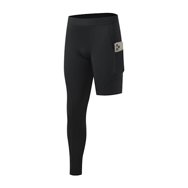 Herre One Leg Leggings for Basketball Sidelommer Fitness Trening Single Leg Tights 2XL