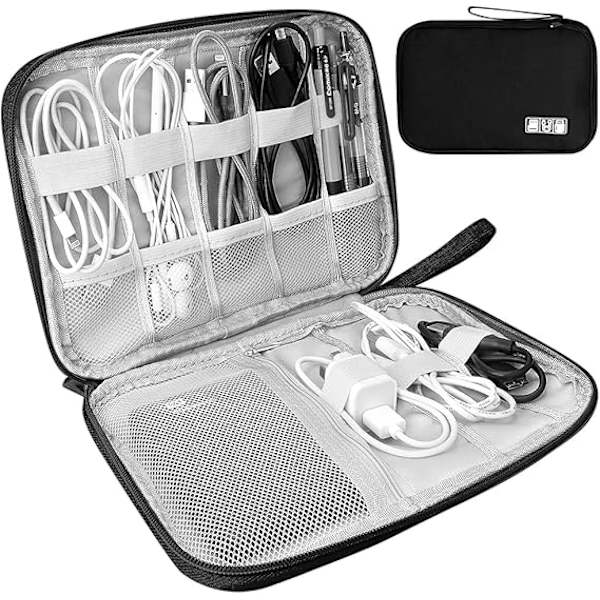 Elektronisk tilbehør Organizer Bag, Reisekabel Organizer Bag, Universal Bære Reise Gadget Bag for USB-kabel, Lader Harddisk black
