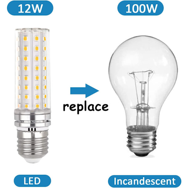 LED-lampa E27 14W, 220-240V, 1200LM Varmvit 6000K, Ej dimbar, för inomhusbelysning, 4-pack Warm light