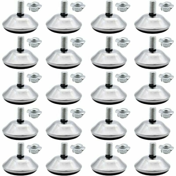 20 stycken Möbelben M8 x 30mm Nivelleringsfot Möbelfötter Justerbar Skydd med M8 Klo-mutter