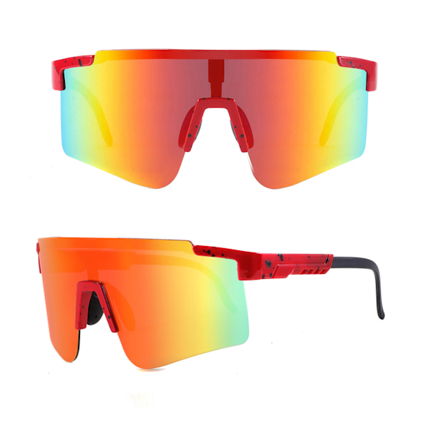 Sportsolglasögon för män kvinnor ungdom basebollsolglasögon UV404-skydd cykelglasögon för män C9 red frame orange film