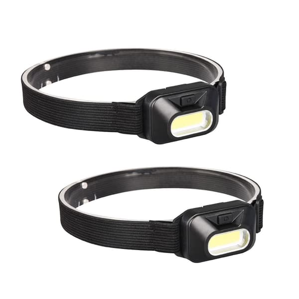 2 stk. lette LED-hodelykter - Kraftig profesjonell hodelykt for voksne og barn, Mini COB AA-hodelykt