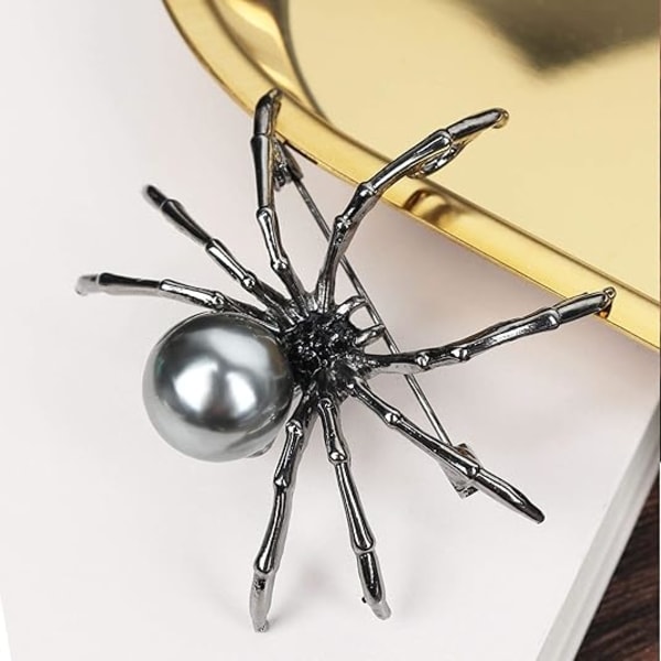 Edderkoppbrosjer for kvinner og menn Heksesmykker Halloween Pin Tilbehør (Mørk Sølv)
