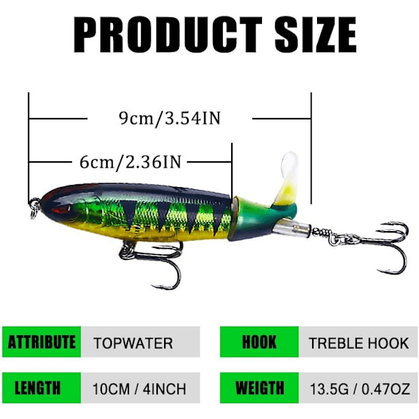 Topwater fiskesluker for bassfiske med oppbevaringsboks, fiskesluk for bass, steinbit, gjedde, abbor, flytende blyant