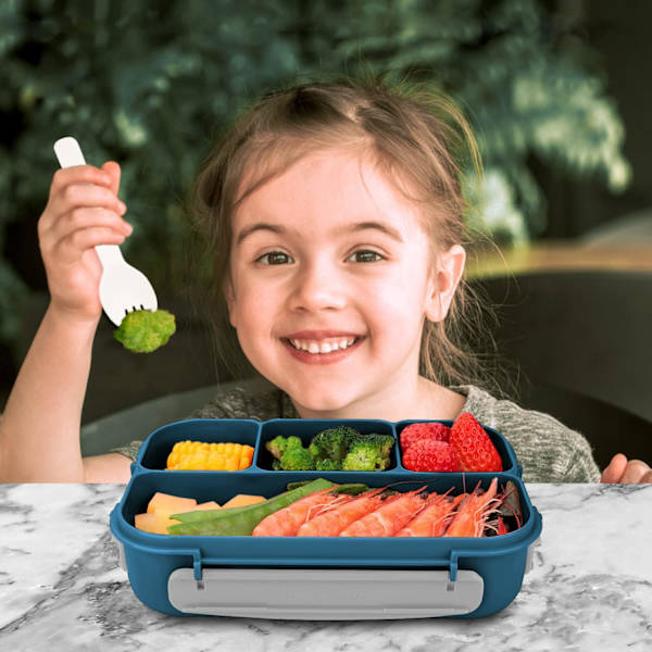 Bentolåda för vuxna, läcksäker lunchlåda för barn, diskmaskin, frys säker Bpa-fri blue