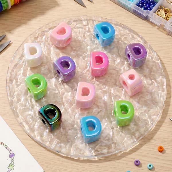 26 st D-bokstavspärlor med stort hål, tjocka bubbelalfabetspärlor Large Letter Beads D