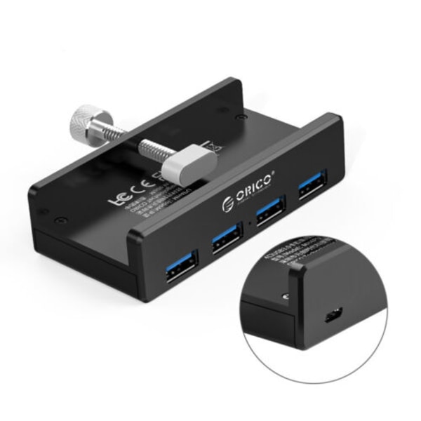 MH4PU-P Clip 4-Port USB 3.0 Typ A Hub (med Android Power Port) Black