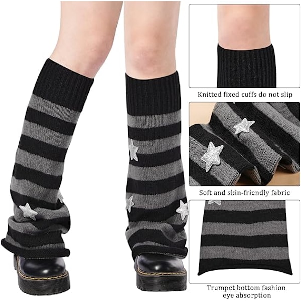 Moon Wood Säärystimet tytöille ja naisille, Kawaii Harajuku -säärystimet, söpöt neulotut säärystimet, Goth Lolita -asusteet