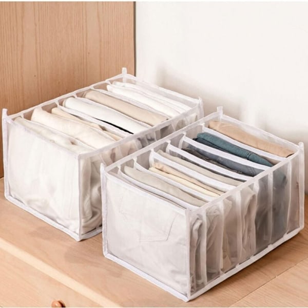Pakke med 2 Sammenfoldelige Stof Organizer Sammenfoldelig Skuffe Organizer 9 Rum Opbevaringsboks Hvid, 36*25*20cm