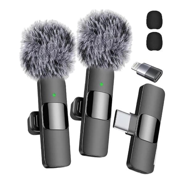Trådløs Mini Lavalier Mikrofon for iPhone Android PC, USB-C & Lightning, Støyreduserende Clip-on Mikrofon for Vlogging & Opptak Black