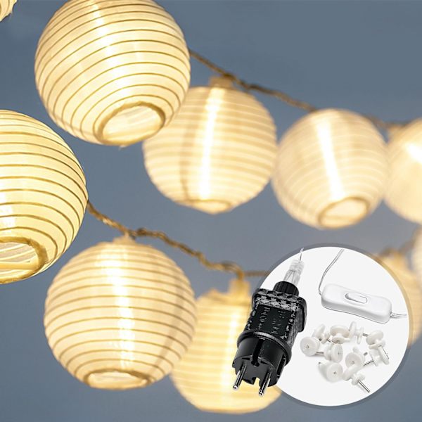 Utomhus ljusslinga med lyktor - 20 LED-lyktor & 7m I Med kontakt I Sovrums ljusslinga Inomhus ljusslinga