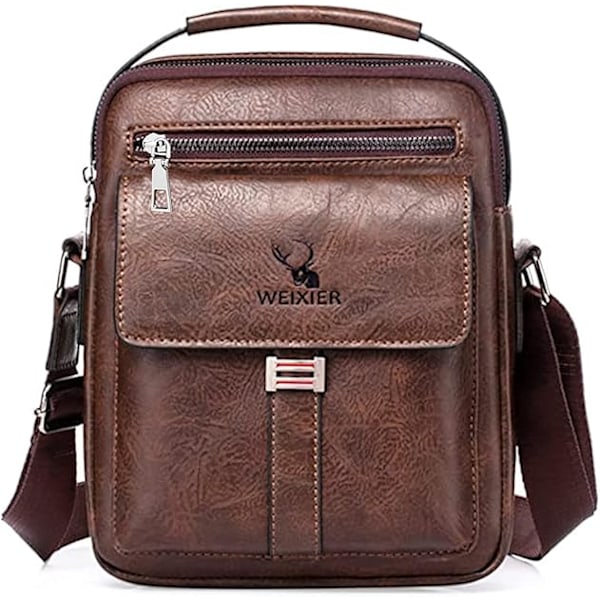 Herrmodell Väska Herr Axelväska Läder Handväskor Herr Arbete Axelväska Retro Vattentät Axelväska för Business Casual Messenger Liten dark brown