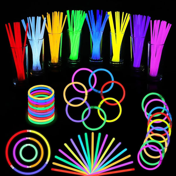 Glow Sticks, 100 stk. Glow Sticks Party Pakker Glowsticks til børn med konnektorer til at lave Glow Armbånd til Mørke Festartikler