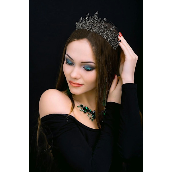 Svart Tiara för Kvinnor, Svart Kristall Kronor, Gotisk Krona Halloween Tiara Krona, Drottning Krona, Svart Bröllop Tiara, Gotiska Halloween Kostymer